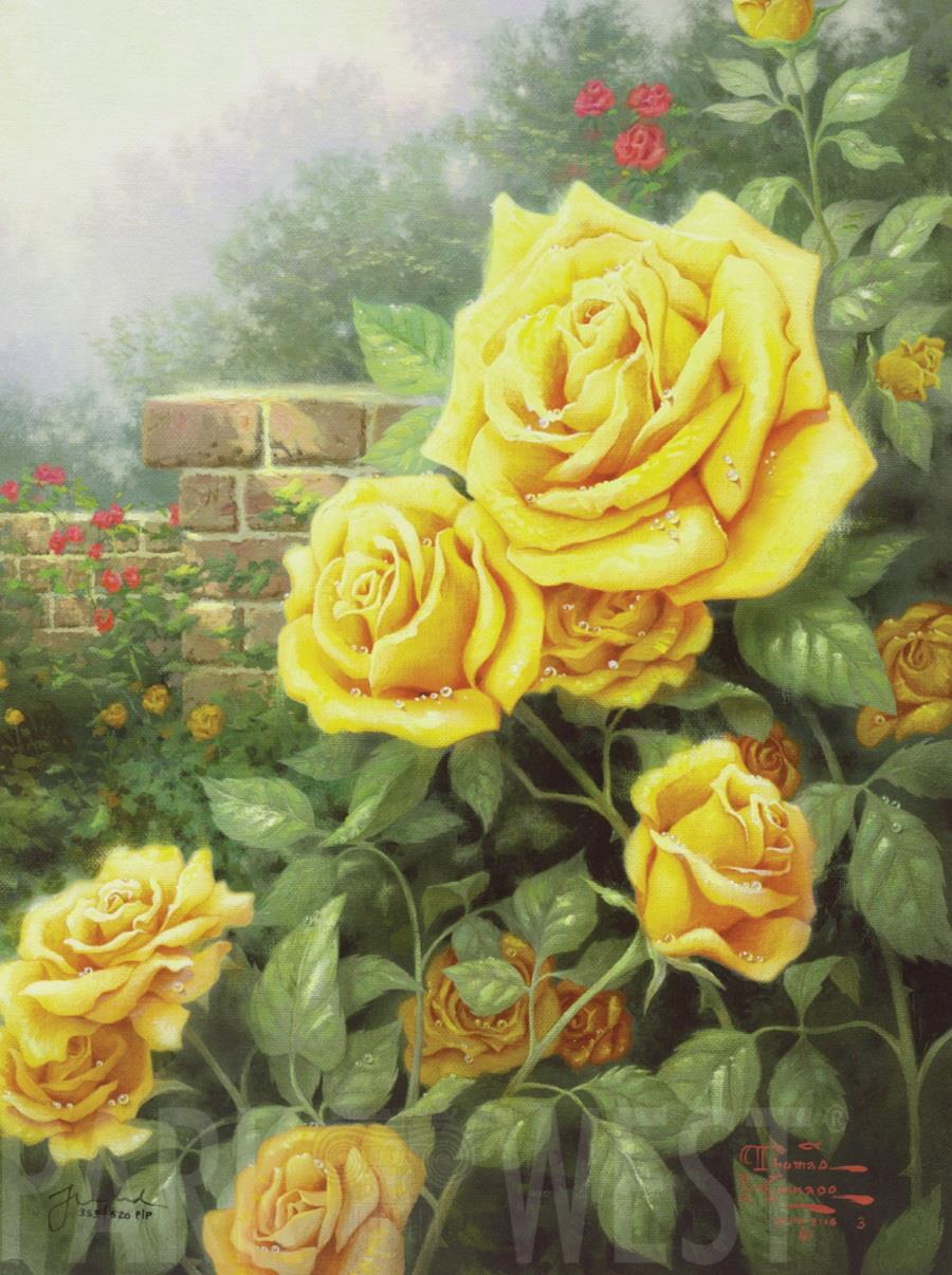 Une rose jaune parfaite Thomas Kinkade Peintures à l'huile